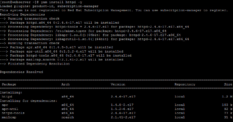 install apache httpd centos rhel 7