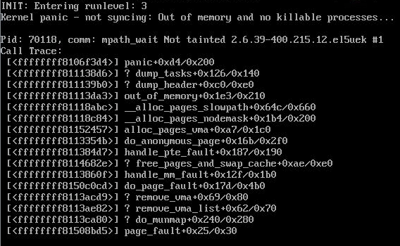kernel panic - not syncing- Out of memory and no killable processes...
