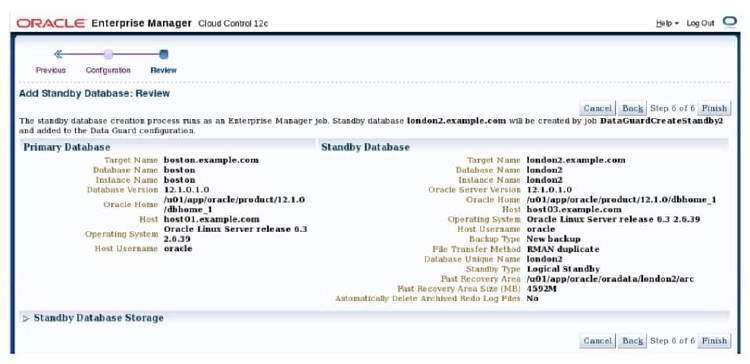 Add Standby Database Wizard enterprise manager