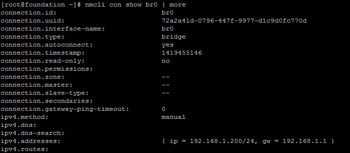 view netwrok bridge information RHEL 7