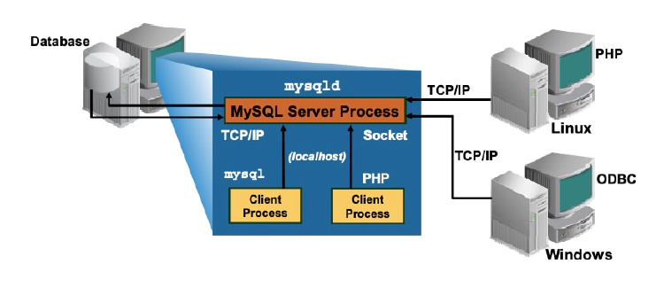 mysql architecture - server client model