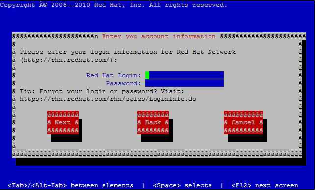 redhat network login passowrd