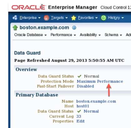 Setting the Data Protection Mode by Using Enterprise Manager