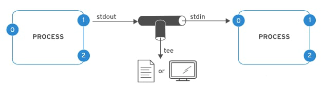 process i/o piping with tee command