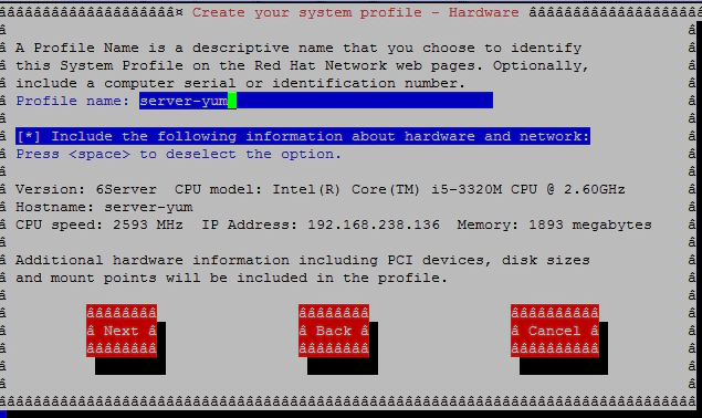 redhat network profile name