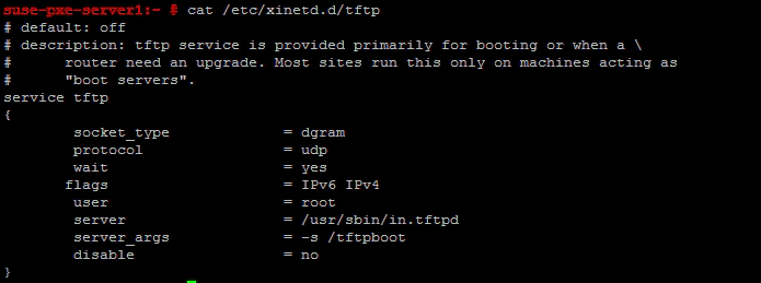 edit /etc/xinetd.d/tftp