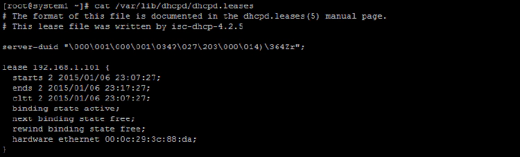 :var:lib:dhcpd:dhcpd.leases file
